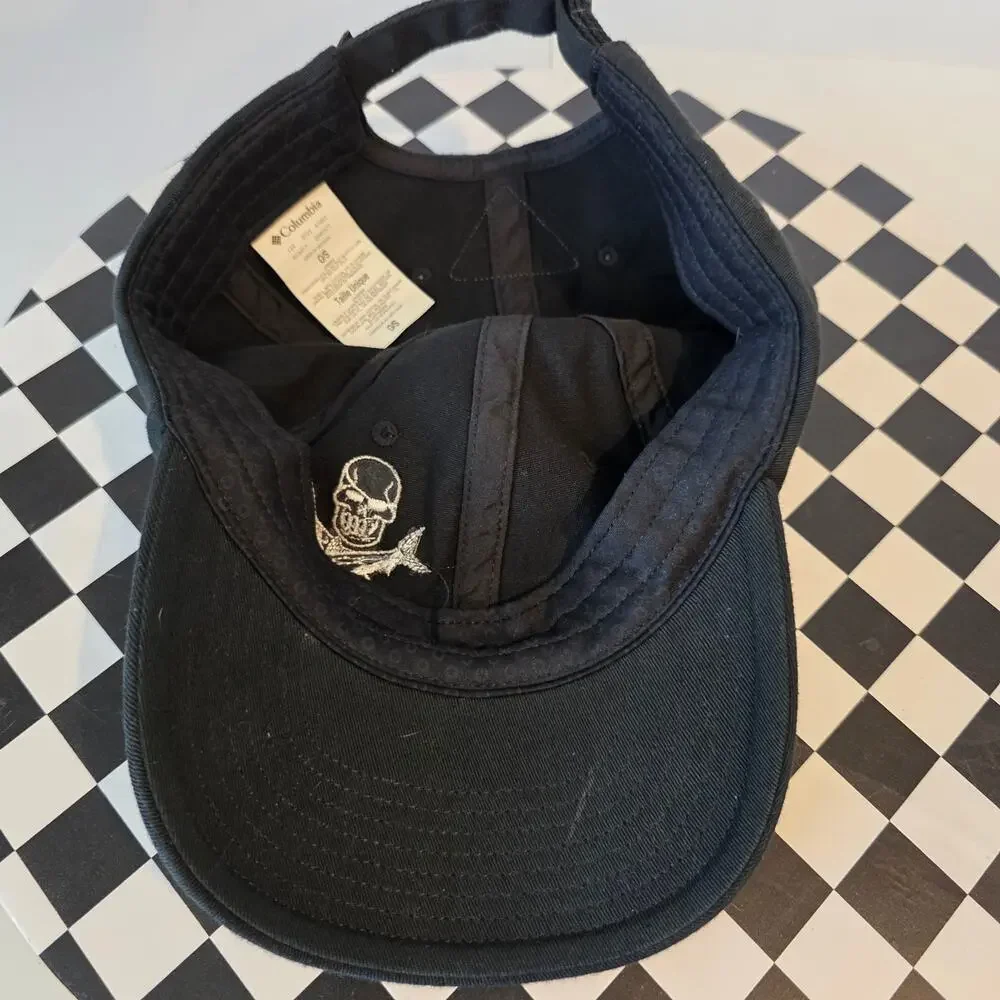 Columbia PFG Black Skull and Crossfish Adjustable Strapback Hat O/S